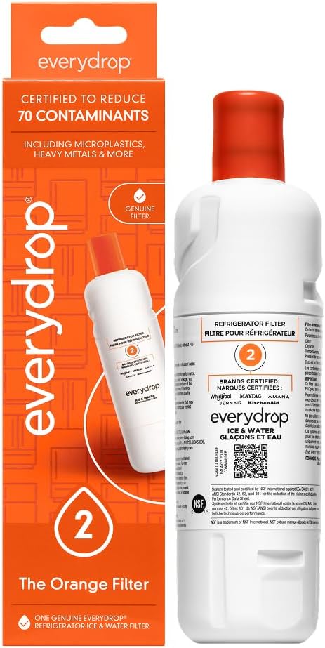 Everydrop by Whirlpool Ice & Water Refrigerator Filter 2, Orange