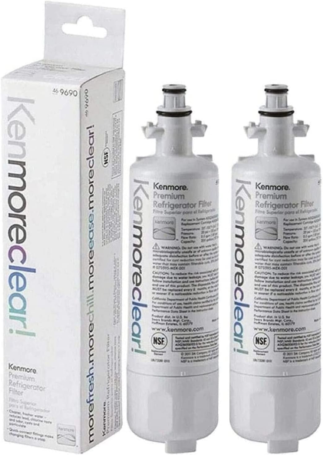 9690 Refrigerator Water Filter, Compatible for Kenmore 9690,46-9690,469690 Refrigerator Water Filter white (2-Pack)…