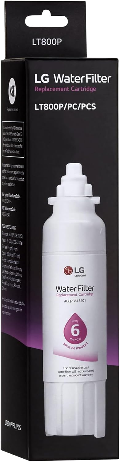 LG LT800P- 6 Month / 200 Gallon Capacity Replacement Refrigerator Water Filter (NSF42 and NSF53) ADQ73613401, ADQ73613408, or ADQ75795104, White