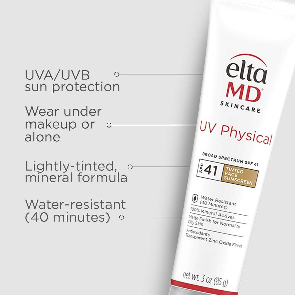EltaMD UV Physical Tinted 100% Mineral Face Sunscreen, SPF 40 and 41