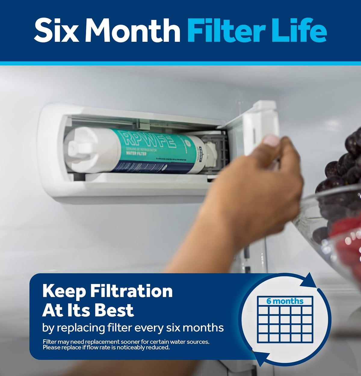 GE RPWFE™ Refrigerator Water Filter, Genuine Filter, Guaranteed Fit, 1-pack
