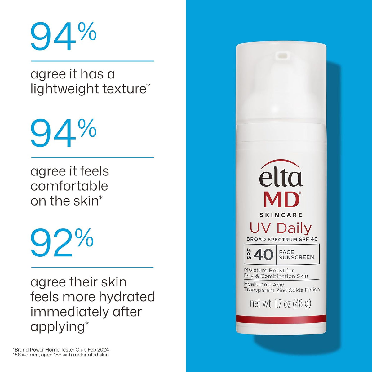 EltaMD UV Daily Face Sunscreen Moisturizer, Zinc Oxide, SPF 40 and SPF 50