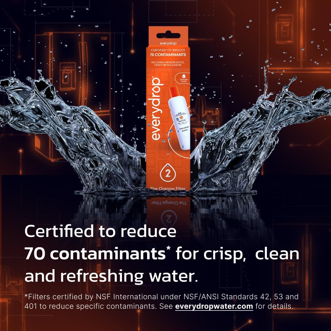 Everydrop by Whirlpool Ice & Water Refrigerator Filter 2, Orange