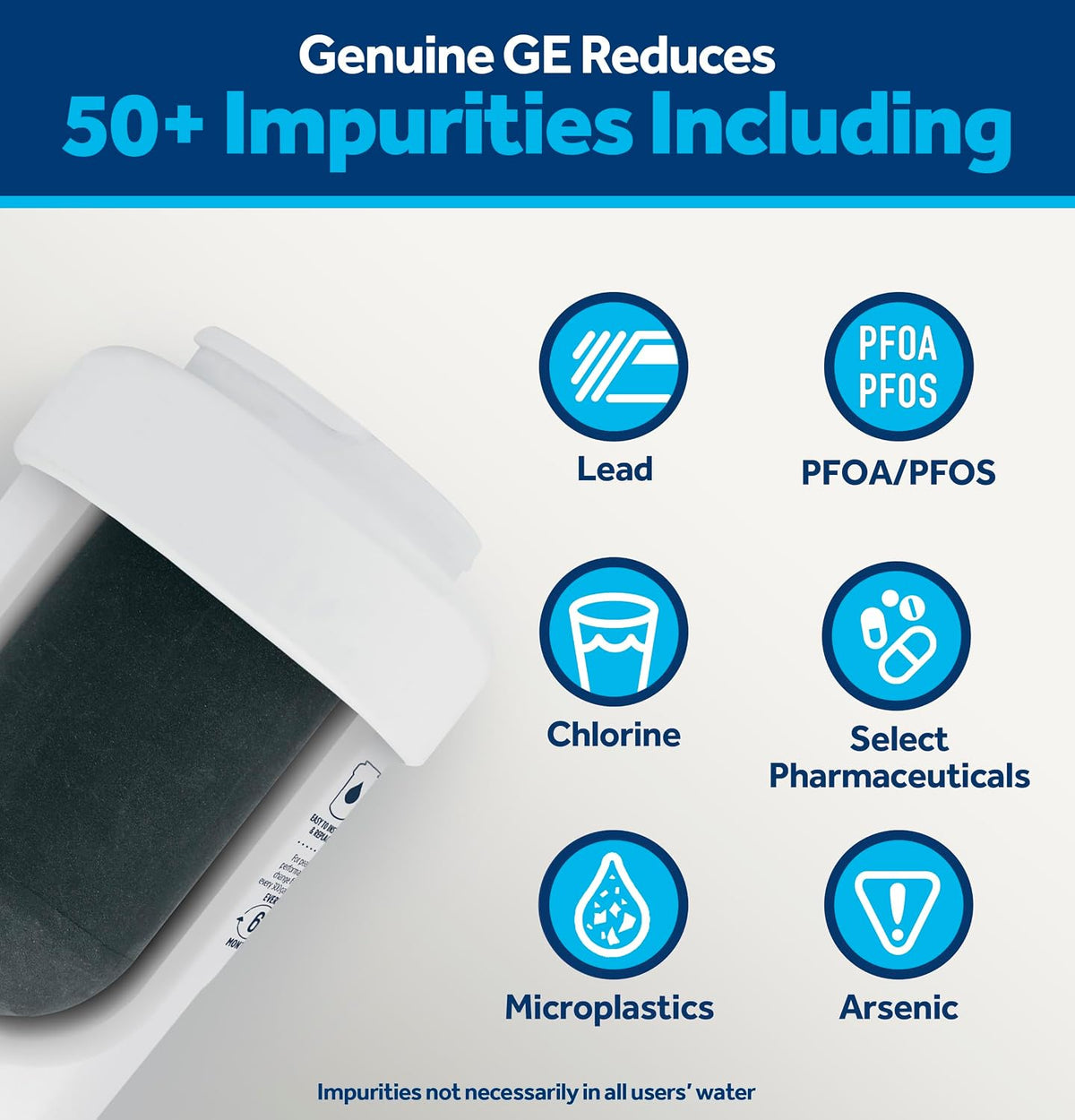 GE MWF™ Refrigerator Water Filter, Genuine Filter, Guaranteed Fit, 1-pack
